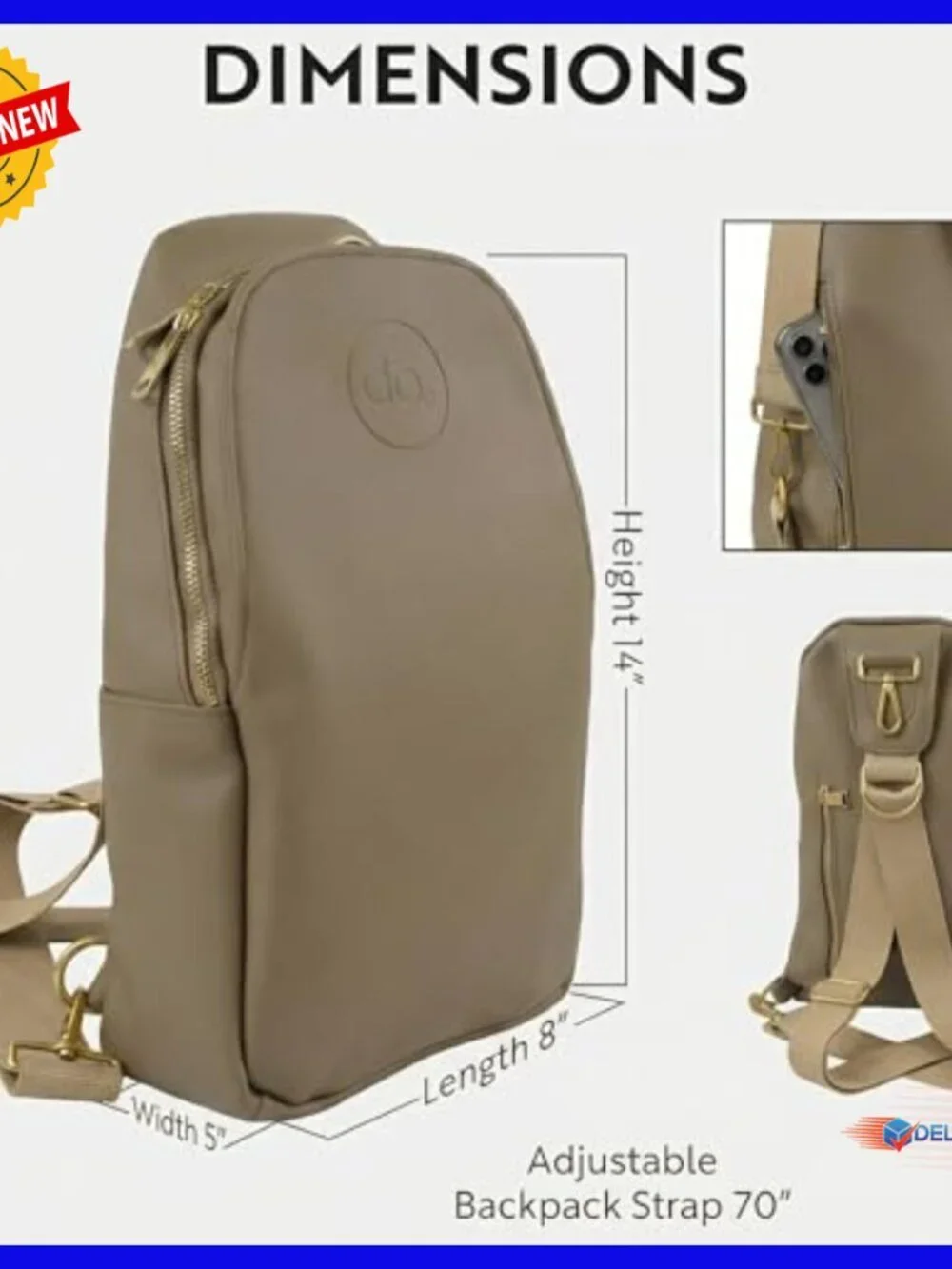 Mini Diaper Backpack with Crossbody Strap, Vegan Leather, Insulated Pocket